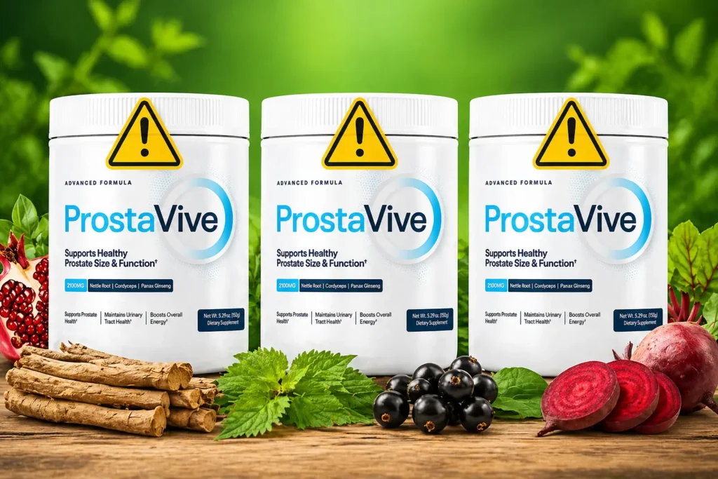 ProstaVive Review (2026): Does This Prostate Supplement Really Work or Scam? 2 ProstaVive supplement bottles with natural ingredients for prostate health support